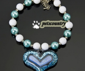 Ошейник (ожерелье) - Сердечко голубое